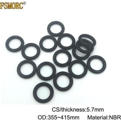 2pcs Rubber O Rings 5.7mm CS*OD 355 360 365 370 375 380 385 390 395 400 405 410 415mm Oil Resistant NBR o ring sealing Gasket