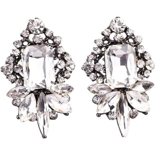 White Glass Rhinestone Earring Womens Fashion Earrings New arrival brand sweet metal with gems stud for women girls E927