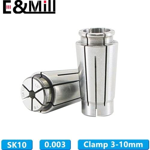 SK10 Collet High Precision 0.003 Collet SK Chuck CNC Lathe Milling Cutter Chuck Collet Tool Holder 3~10mm 1/8 Hole Chuck Collet