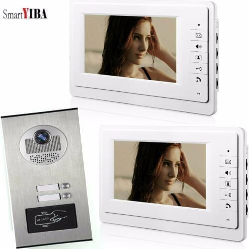 SmartYIBA 7'' RFID 2Units Apartments Home Intercom LCD Color Screen for House/Flat +IR Night Vision Camera