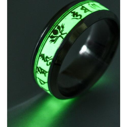 Dark night glow ring woman man stainless steel fluorescent glow wedding jewelry gift accessory