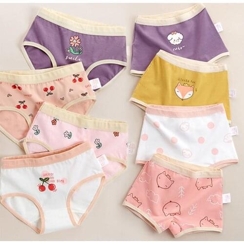 Girls Panties Kids Cotton Underwear Childrens Briefs Cartoon Short 4Pcs/lot