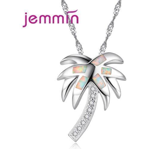 Fine Quality Unique Palm Tree Necklaces For Women With Rhinstone 925 Sterling Silver Pendant Necklace Valentines Day