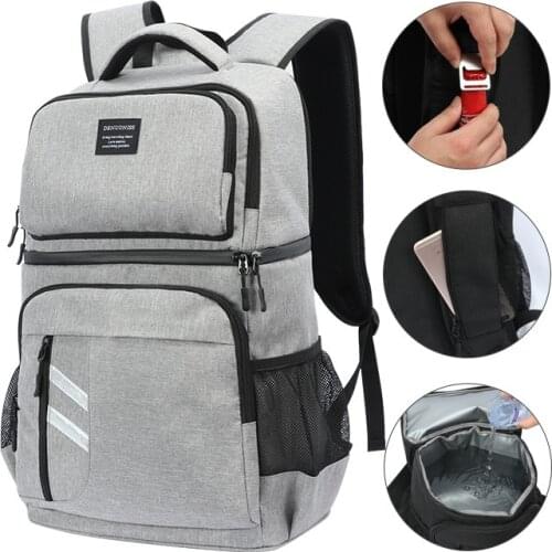 300D Oxford Large Capacity Cooler Bag Double Layer Back Pack Insulated Bag Portable Travel Organizer Food Packing Container Bag