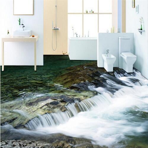 Beibehang floor 3D waterproof wear-resistant PVC self-adhesive floor painting 3D river stream pebble floor floor painting