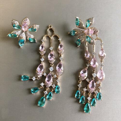 Bilincolor Fashion Flower Tassel Drop Earrings For Women