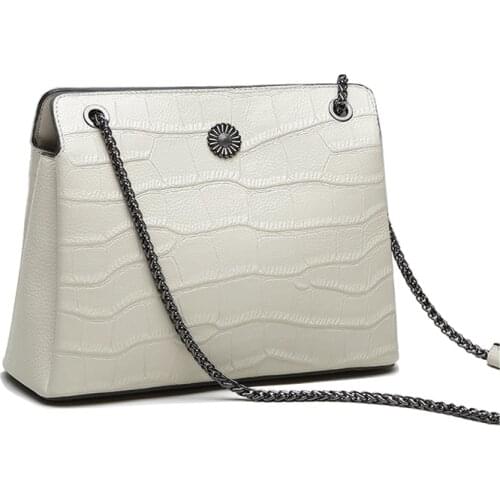 Womens Cowhide bags Luxury Designer Handbag womens leather chain shoulder bags сумки для женщин Crocodile pattern bag