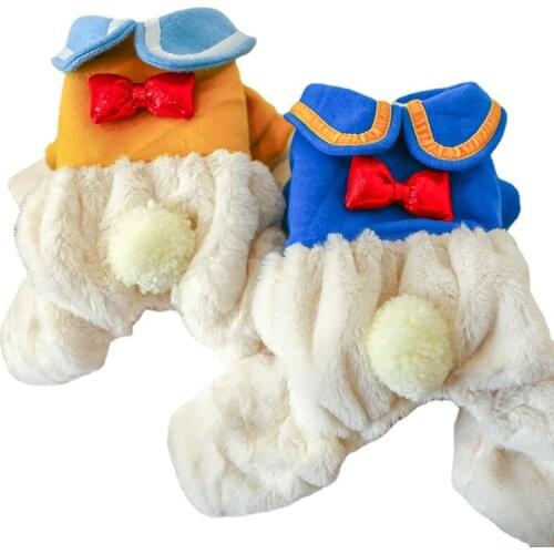 Winter Plush Warm Thicken Dog Down Bulldog Yorkie Cotton Jacket Coat Puppy Fleece Parkas Cat Small Dog Jumpsuit Bow Pet Clothes