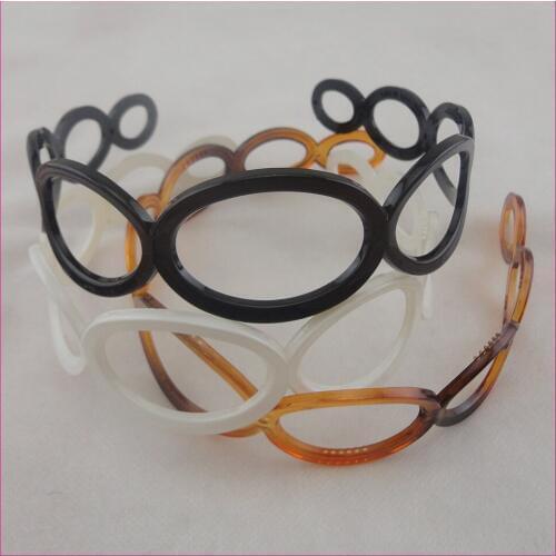 10PCS 3.8cm Wide Filigree Oval circles headbands for womens big rings Plastic hair hoops non slip girls Hairbands black white