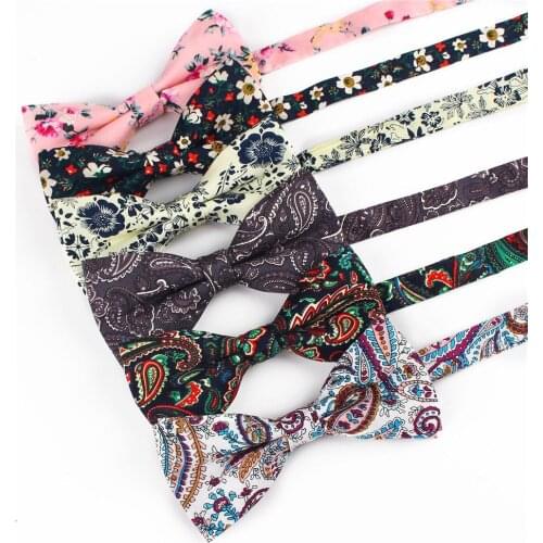 10Pcs/Lot Floral Blue Bowties for Men Cotton Bow Tie Man Wedding Accessories Pre-Tied Bowtie Pink Mens Bow Ties Wholesale B146