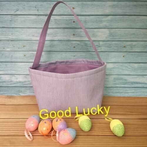 100pcs/lot Wholesale 5 Colors Personalized New Hot Sale Monogrammed Seersucker Easter Bunny Baskets Children Tote Bucket