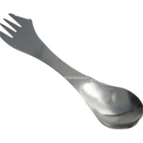 100pcs multifunction 3 in1 Stainless Steel Spork Spoon Knife Fork Cutlery Utensil Tableware Outdoor Camping Picnic Gadget