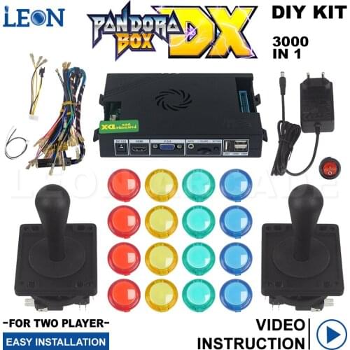 2 Players Pandora Games DX Family Version Transparent Sanwa Arcade Buttons Arcade Joystick Sticker Pandora Diy Arcade Game Kit