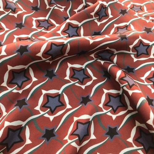 2021 Spring/Amoi European/American brand five-pointed star non-stretch satin diy printing sewing fabric spot wholesale
