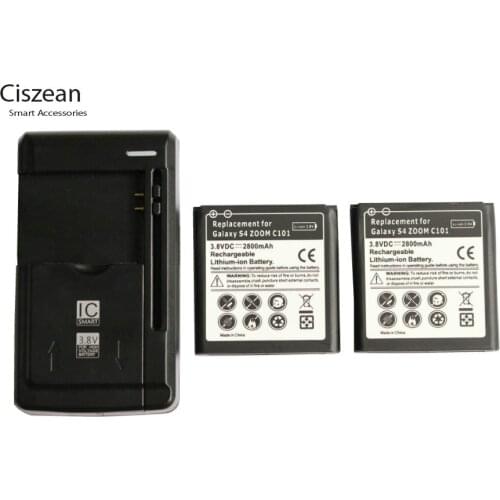 2x 2800mAh B740AC/K/E/U Replacement Battery + Wall Charger For Samsung Galaxy S4 Zoom C101 C1010 C105A C105 NXF1 NX3000 i939D