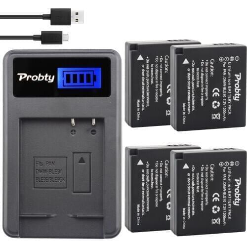 4Pcs DMW-BLG10 DMW BLG10 Battery + USB LCD Charger for Panasonic DC-ZS70 DMC-GX80 DMC-GX85 DMC-ZS60 DMC-ZS100 DMC-GF6 DMC-GX7K
