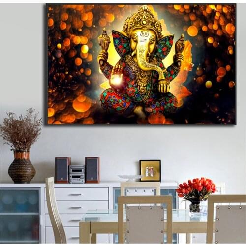 Abstract Animal Canvas Painting Wall Art Picture Gold Elephant Art Posters and Prints for Living Room Home Decor