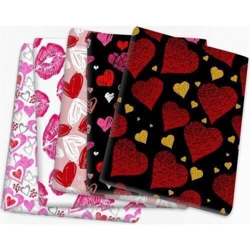 David accessories Love Heart 50*145cm Printed Polyester Cotton Fabric Patchwork for Sewing Dress DIY Cushion Cover,c11375