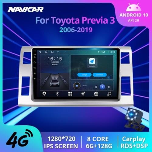 NAVICAR 2Din Android10 Car Radio For Toyota Previa 3 III XR50 Estima 2006-2019 GPS Navigation Stereo Receiver DSP Auto Radio IGO