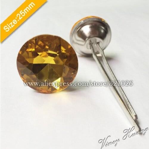 Free shipping 100PCS/LOT 25MM Gold Diamond Crystal Glass Prongs, Crystal Buttons, Upholstery Sofa Buttons, Headboard Buttons