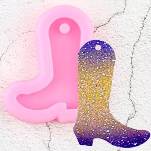 Shiny Cowboy Boot Silicone Mold For Keychain Moulds Shoes Polymer Clay DIY Jewelry Pendant Making Epoxy Resin Molds