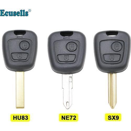2 Buttons Remote Key Shell case fob for Peugeot 206 307 for Citroen Berlingo Xsara Picasso with uncut HU83/NE72/SX9 blade