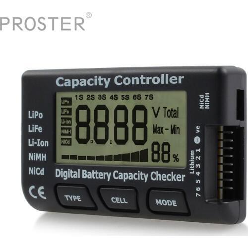 Proster LCD Digital Battery Capacity Checker Voltage Checker Controller Tester For NiMH LiFe LiPo Li-ion