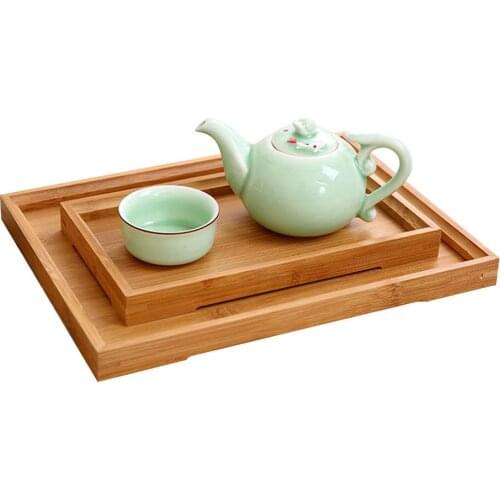 Japanese Style Wooden Bamboo Serving Tray Tea Cup Saucer Tray Rectangular Fruit Plate Storage Plate Food Tableware Serving Tray