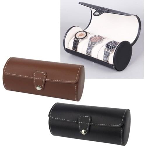 3 Slots Watch Roll Travel Case Chic Portable Vintage Leather Display Watch Storage Box With Slid In Out Watch Organizers