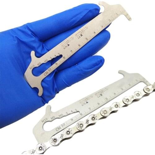 Bicycle Chain Checker Wear Indicator Stainless Steel MTB Bike Mountain Bike Chain Hook Bolt Measuring Tool Gauge Ruler dropship