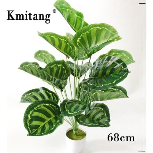 68cm 18 Forks Tropical Plants Large Artificial Monstera Tree Fake Plant Plastic Leaves False Turtle Leafs For Home Garden Decor