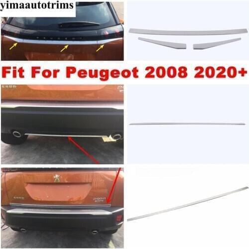 Rear Trunk Tailgate Bottom Lid / Door / Bumper Strip Cover Trim Stainless Steel Exterior Refit Kit For Peugeot 2008 2020 2021