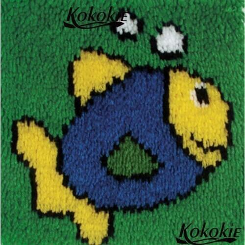Latch hook mat cartoon fish Cushion Mat Cross Stitch Needlework crocheting Kit Rug Yarn diy rug carpet embroidery pillow kits