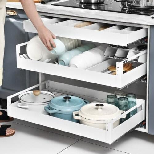 Anti-rust stainless steel kitchen organizer multi-layer drawer type seasoning pot basket modern simple household storage rack