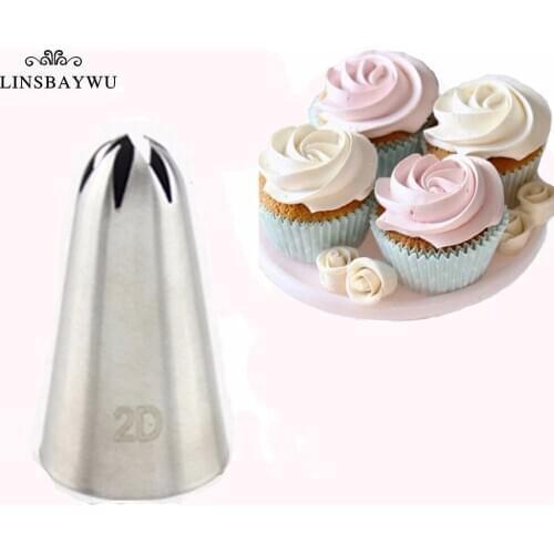 LINSBAYWU #2D Large Size Rose Flower Cake Icing Tips Cupcake Nozzles Baking Decoration Decorating Cream Nozzles Cake Icing Tips