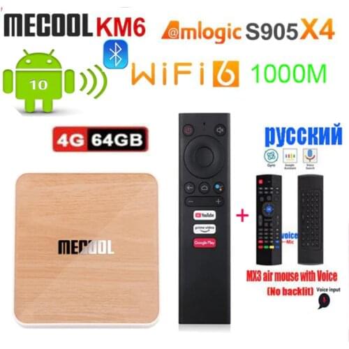 Mecool KM6 Deluxe ATV Android 10 Amlogic S905X4 AndroidTV 10.0 Google Certified Dual WiFi 6 1000M 4GB 64GB Media Player 2G16G