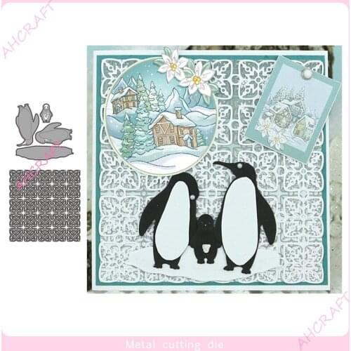 Penguin and background frame Metal Cutting Dies for DIY Scrapbooking Photo Album Decorative Embossing PaperCard Crafts Die2020