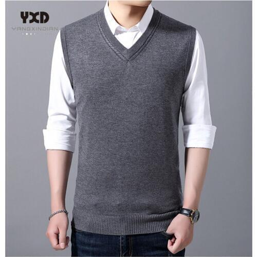 Men clothes Autumn Winter New Warm Wool Men Sweaters V-Neck Sleeveless Sweater Vest Mens jumpes Pull Homme Jersey Hombre свитер