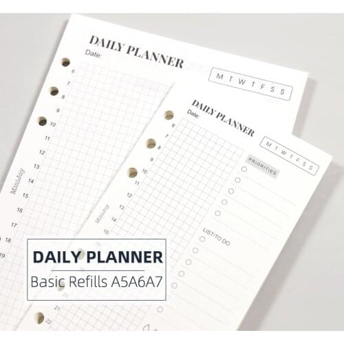 MyPretties 40 Sheets Basic Daily Planner Timeline Refill Papers A5 A6 Filler Papers for 6 Hole Binder Organizer Notebook Papers