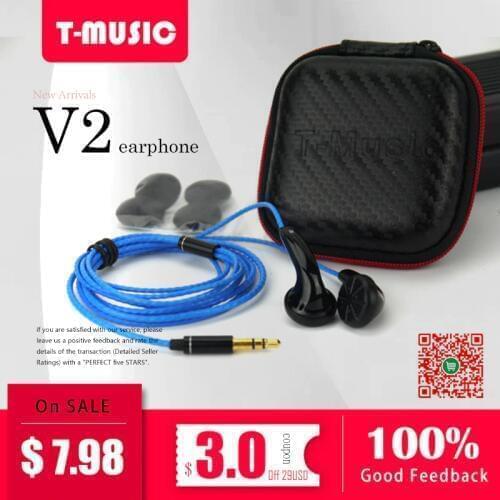 New V2 Hifi T-Music DIY Earphone / 3.5mm In-Ear Headset Microphone