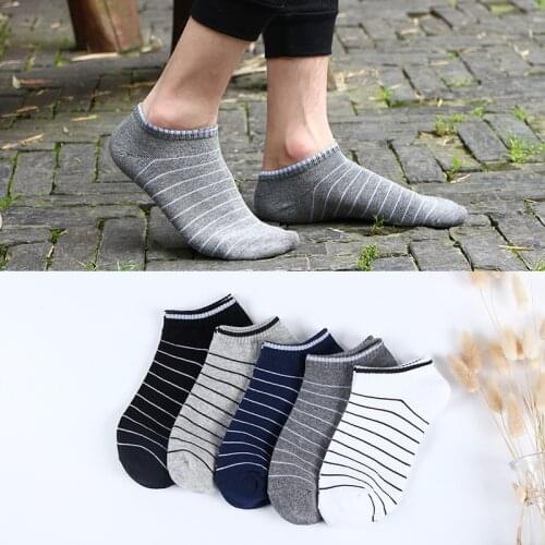 Mens socks 5 pairs striped summer cotton short fashion Novelties Hit sales high trend low cut Lots no show happy Invisiblesocks