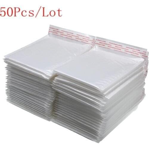 New Selling 50 PCS/Lot White Foam Envelope Bags Self Seal Mailers Padded Shipping Envelopes With Bubble Mailing Bag
