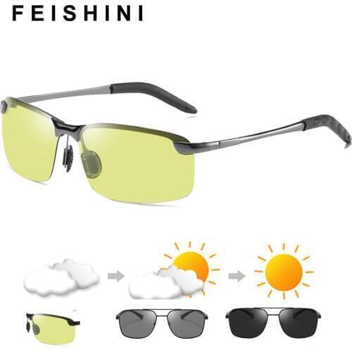 Feishini Anti Blue Light Glasses Blocking Filter Reduces Eyewear Strain Clear Gaming Computer Photochromic Glasses Men Polarized