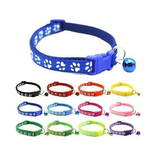 Pvc Dog Collar With Quick Snap Buckle Footprint Dog Collar With Small Bell Cat Collar Small Dog Collar