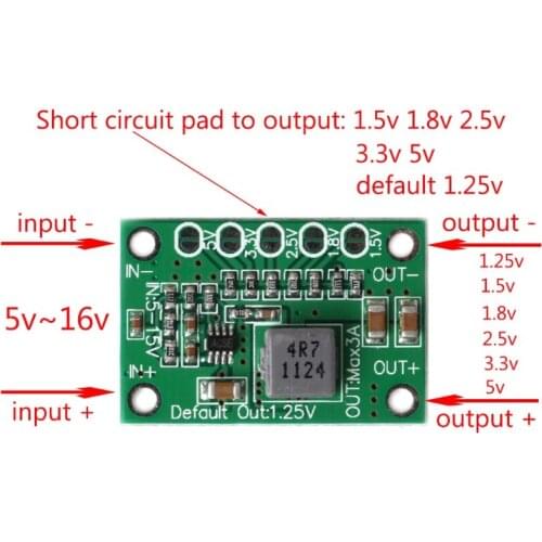 DC Buck Step Down Power Converter Board 5-16V To 1.25V 1.5V 1.8V 2.5V 3.3V 5V 3A