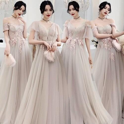 Bridesmaids Dresses Illusion Sequined Embroidery Pleat Lace Tulle Short Strapless Off The Shoulder Women Wedding Party Gown E264