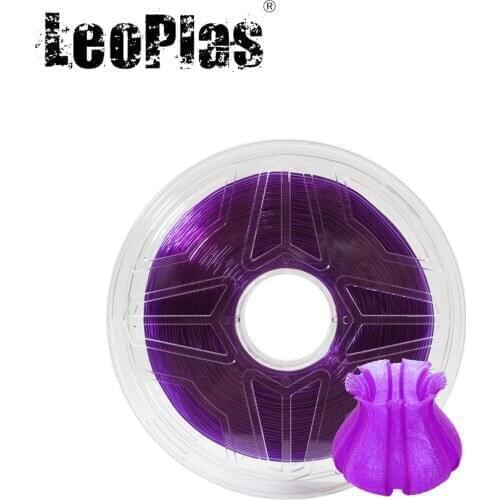 LeoPlas 1kg 1.75mm Transparent Translucent Clear Purple PLA Filament For 3D Printer Consumable Printing Supply Plastic Material