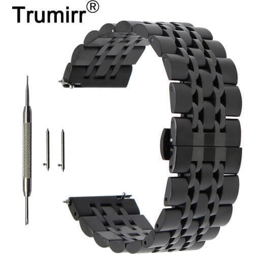 20mm 22mm Stainless Steel Watch Band for Armani Butterfly Buckle Strap Quick Release Wrist Belt Bracelet + Spring Bar + Tool