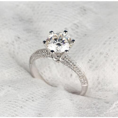 With Certificate Moissanite Ring Original 925 Silver Wedding Band Luxury 2 Carat Lab Diamond Engagement Ring Gift For Women