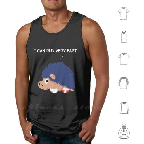 Blue Hedgehog Tank Tops Vest Sleeveless Hedgehog Funny Gaming Game Adorable Cute Cartoon Pop Culture The